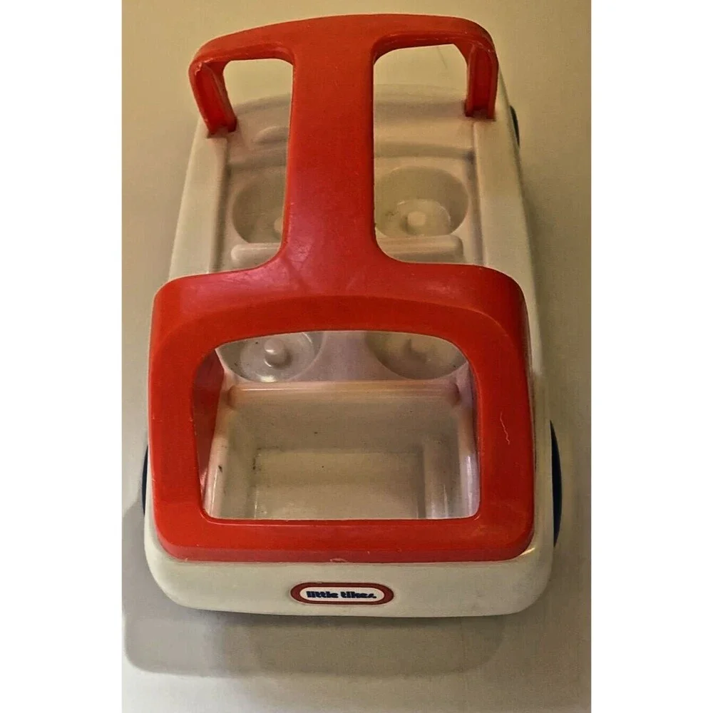 Vintage Little Tikes Chunky Car Toddler Tots Family Red White Sedan Carry Handle